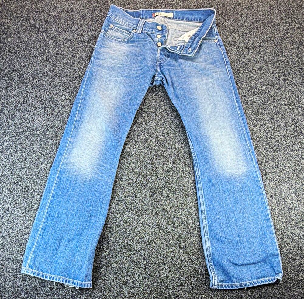 Levi’s 512 Men’s Bootcut Jeans Blue Denim Mid Rise Medium Wash Button 32
